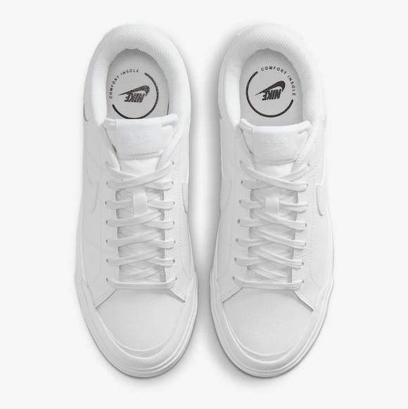 Women's Nike Court Legacy Lift White Sneakers Customized With Clear Crystals - Picture 2 of 4